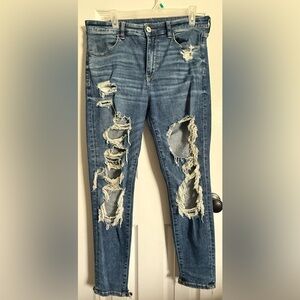 American Eagle Ripped Mid-Blue Women’s Skinny Jeans